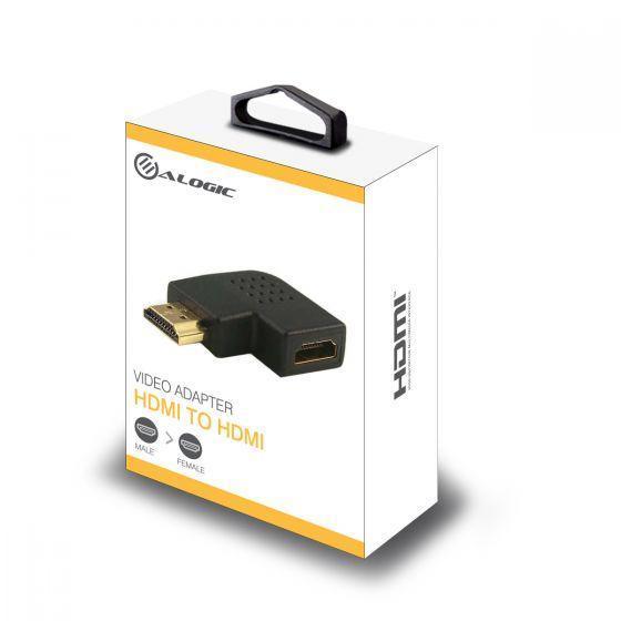ALOGIC RIGHT ANGLE HDMI (M) TO HDMI (F) ADAPTER - MALE TO FEMALE - Office Connect 2018