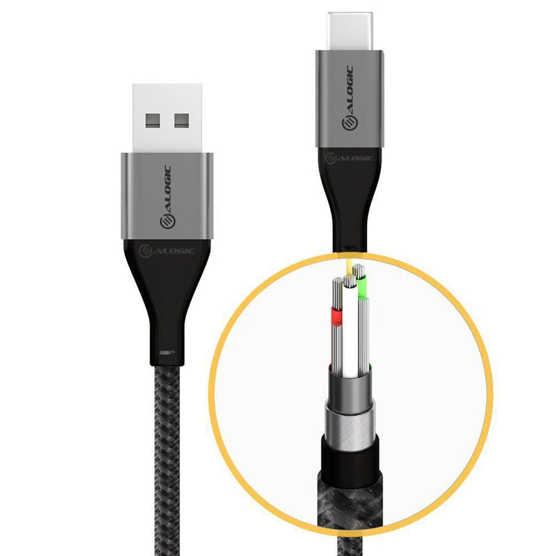 ALOGIC SUPER ULTRA USB 2.0 USB-C TO USB-A CABLE - 1.5M - 3A/480MBPS - SILVER - Office Connect 2018