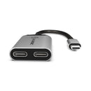 ALOGIC USB-C TO USB-C AUDIO AND USB-C CHARGING ADAPTER- SPACE GREY WITH 100W (20V/5A) POWER DELIVERY DATA AND AUDIO - Office Connect 2018