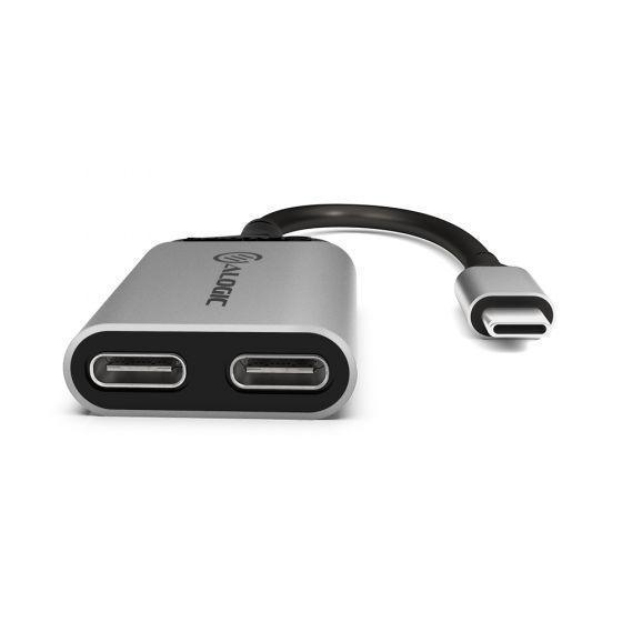 ALOGIC USB-C TO USB-C AUDIO AND USB-C CHARGING ADAPTER- SPACE GREY WITH 100W (20V/5A) POWER DELIVERY DATA AND AUDIO - Office Connect 2018