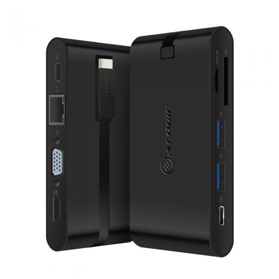 ALOGIC USB-C TRAVEL DOCK PRO WITH POWER DELIVERY UP TP 100W 1 X HDMI 1 X VGA 1 X USB-C 1 X USB-A 1 X ETHERNET 1 X SD 1 X MICRO SD - Office Connect 2018