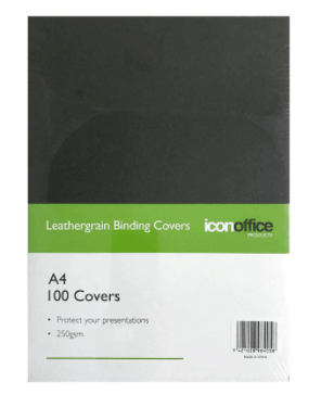 Icon Binding Covers A4 Black 250gsm Pack 100 - Office Connect