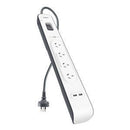 Belkin 4 Way Surge Board with 2 x USB Ports (2.4A) - Office Connect 2018