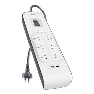 Belkin 6 Way Surge Board with 2 x USB Ports (2.4A) - Office Connect 2018
