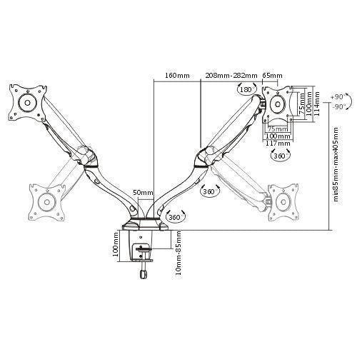 BRATECK 13''-27'' Counter balance dual monitor desk - Office Connect 2018