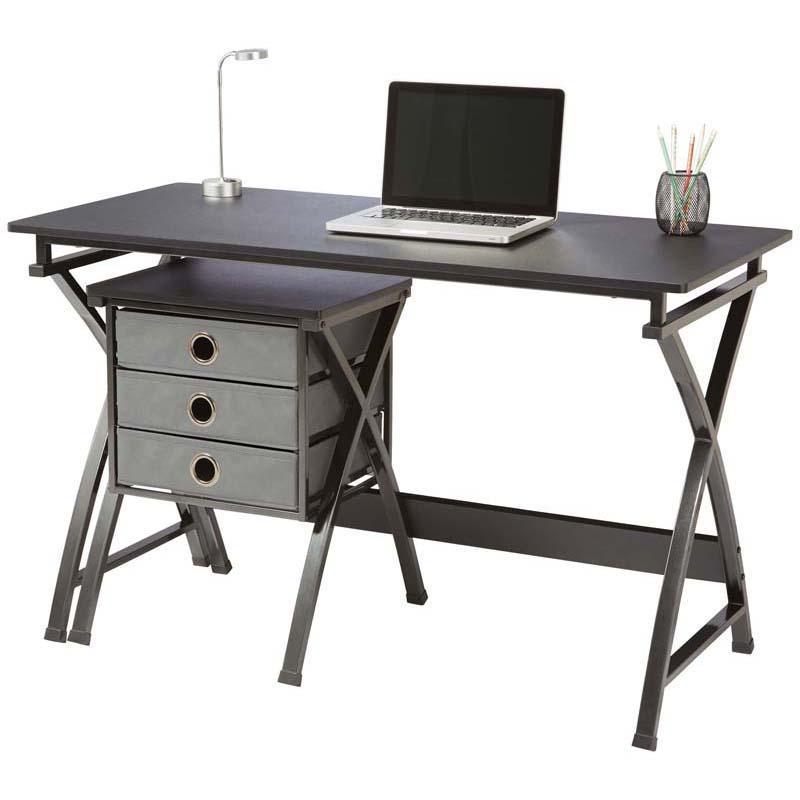 Brenton Desk X-Cross Black With Filing Unit - Office Connect 2018