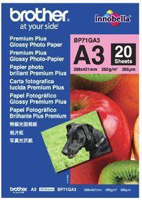 Brother BP71GA3 A3 Premium Glossy Photo Paper 260GSM 20 Sheets - Office Connect 2018