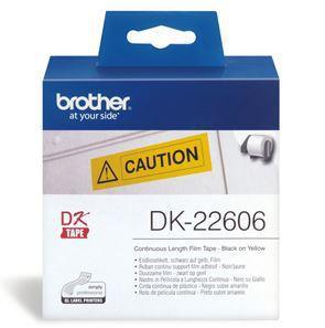 Brother DK22606 Continuous Paper Tpe (Blk Pnt on Yellow) 62mm x 15.24m - Office Connect 2018
