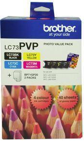 Brother LC73PVP Combo Pack with 40 Sheets of 6x4 Photo Paper - Office Connect 2018
