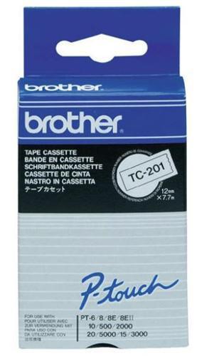 Brother TC-201 12mm x 8m Black on White Label Tape - Office Connect 2018