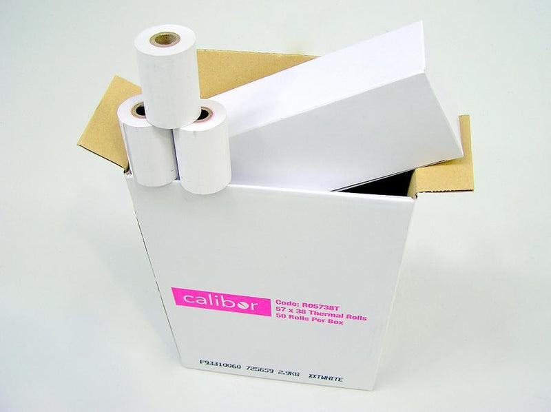 CALIBOR THERMAL PAPER 57X38 50 ROLLS / BOX - Office Connect 2018