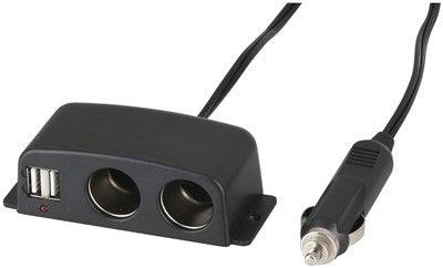 Cigarette Lighter 2 way Splitter with 2 USB Ports - Office Connect 2018