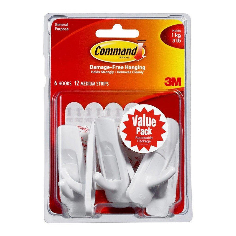 Command Hook 17001-6 Medium White Value Pk/6 - Office Connect 2018