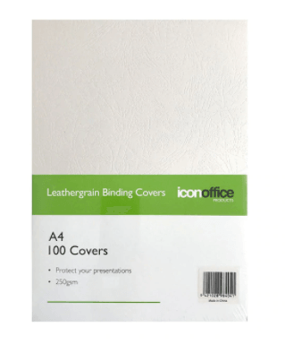 Icon Binding Covers A4 White 250gsm Pack 100 - Office Connect