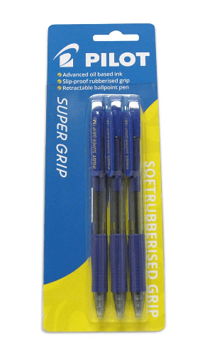 Pilot Super Grip Ballpoint Medium Blue 3Pk - Office Connect