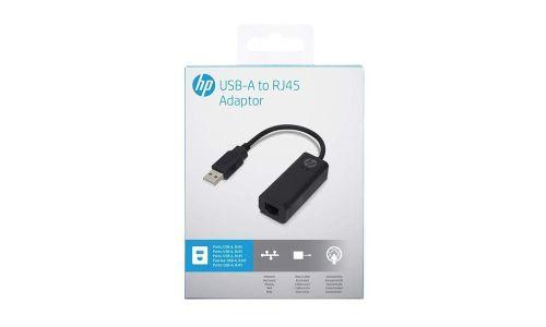 HP 2UX21AA USB A to RJ45 Network Adaptor - 10cm, Black - Office Connect 2018