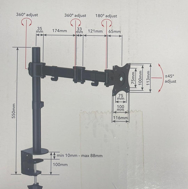 Single Arm Desk Mount 13-27” - Office Connect 2018