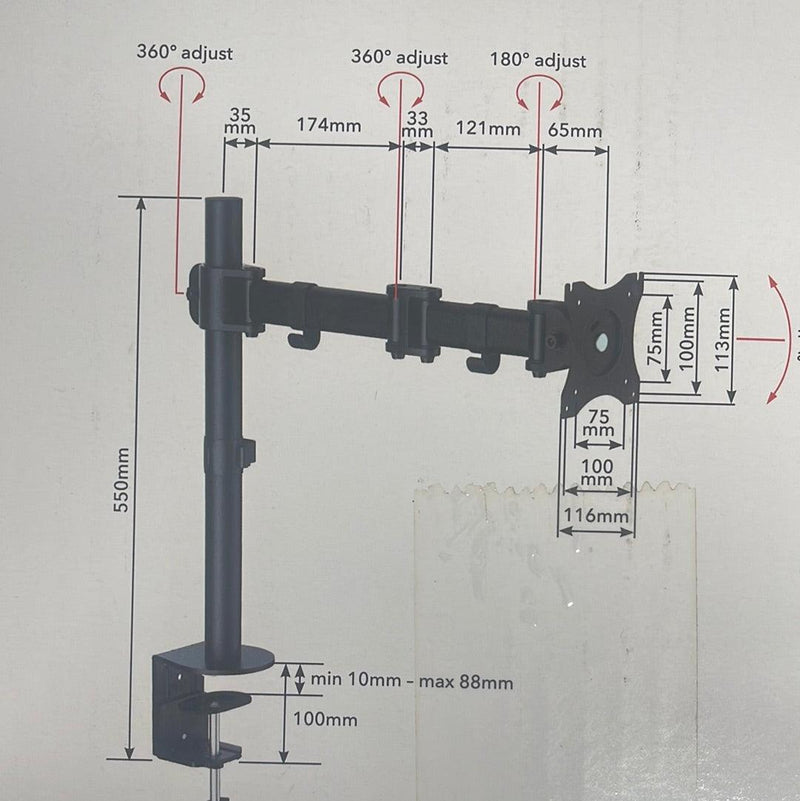 Single Arm Desk Mount 13-27” - Office Connect 2018