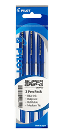 Pilot Super Grip G Stick Ballpoint Medium Blue 3Pk - Office Connect