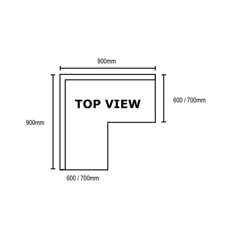 WBCB6-0900/A – Corner Workbench, 150mm Splashback & Undershelf - Office Connect 2018