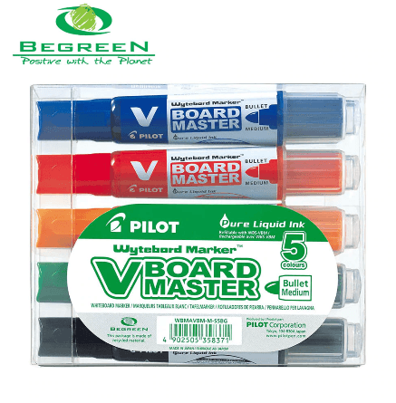 Pilot BeGreen V Board Whiteboard Marker Bullet Asstd. 5Pk (WBMA-VBM-M-S5BG) - Office Connect